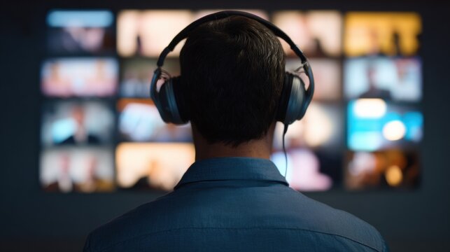 Watching multiple screens while listening to audio content in a room