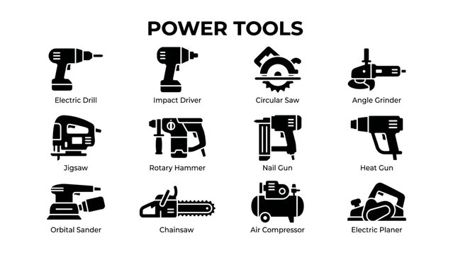 Power Tools Construction Equipment Icons Collection