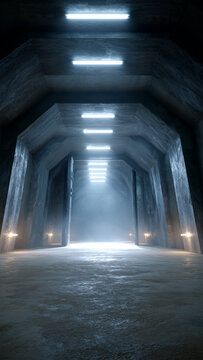 Secret underground tunnel, secure storage, metal gate, shelter