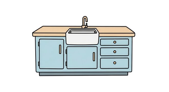 Blue kitchen sink cabinet unit.
