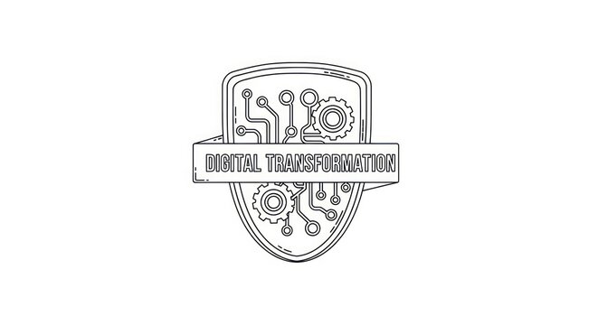 Digital Transformation Technology Shield Logo.