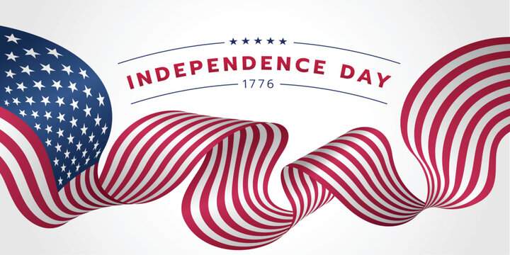 USA independence day - Text and abstract Lond USA flags curve waving vector design