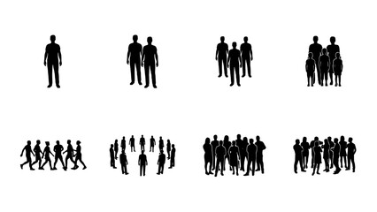 Obraz premium Silhouettes of Groups of People as a Concept of Unity, Diversity, and Social Inclusion in Abstract Graphic Design