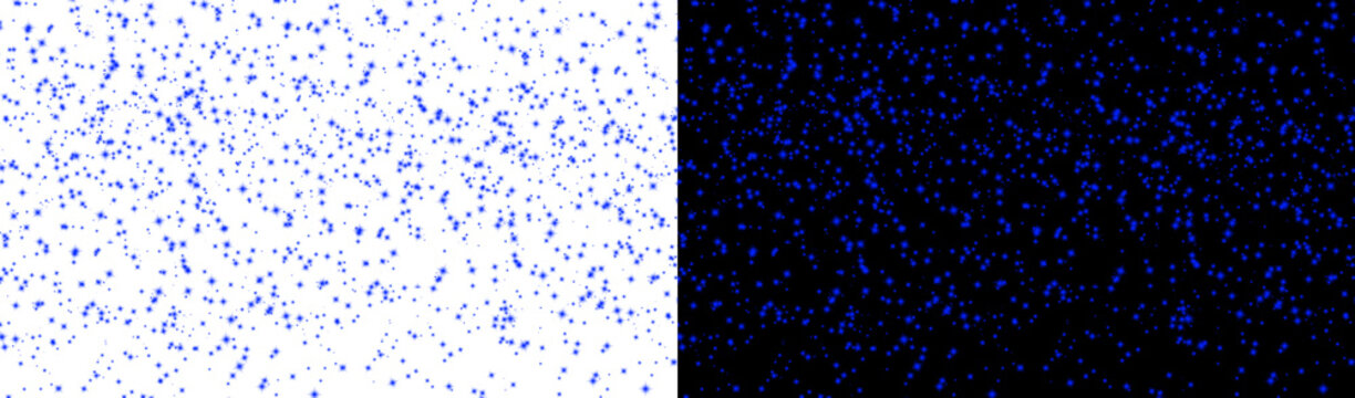 Shining blue star field on transparent and black background for cosmic atmosphere and magical particle effect design elements isolated graphics art.