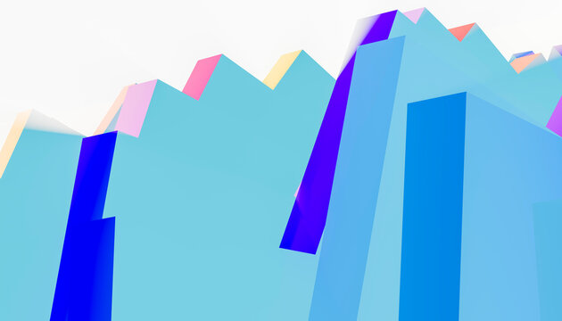 Abstract 3D geometric blue and pink graphic rendering