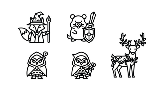 Fantasy RPG animal character class icons.