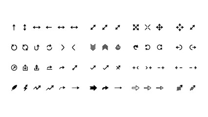 Obraz premium Arrows with Various Directions and Styles in Black and White Featuring Direction, Icons, Design with Vector and Symbol Elements