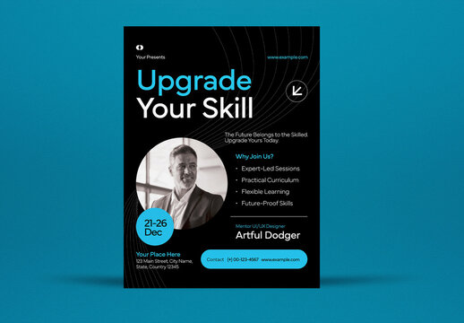 Black Corporate Business Skill Upgrade Flyer Layout