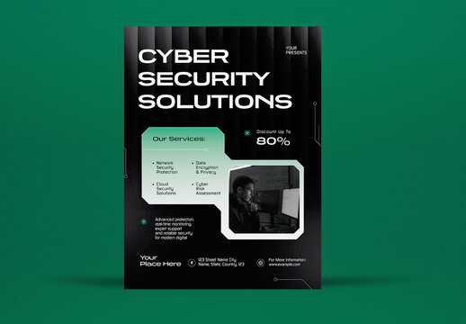 Black Gradient Cyber Security Flyer Layout