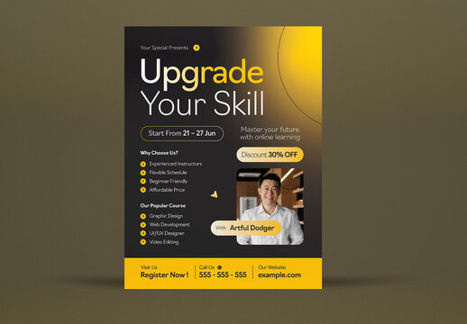 Black Gradient Upgrade Skill Flyer Layout