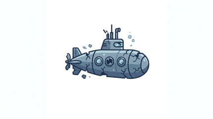 Cartoon submarine underwater exploration vehicle illustration. © riki