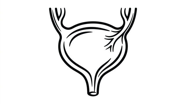 Bold graphic line art vector of human urinary bladder isolated healthy excretory system symbol