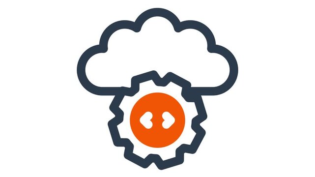 Cloud gear icon with code brackets data analytics