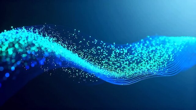 Digital wave visualization with glowing particles