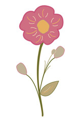 Elegant minimalist dusty rose mauve flower vector in continuous line art style with offset pastel fill for stationery and feminine design  © Allisija