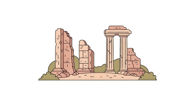 Ancient Ruins with Standing Columns.