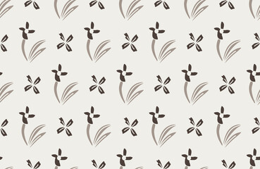 Fototapeta premium Minimal hand drawn abstract flower seamless pattern with simple floral motifs.