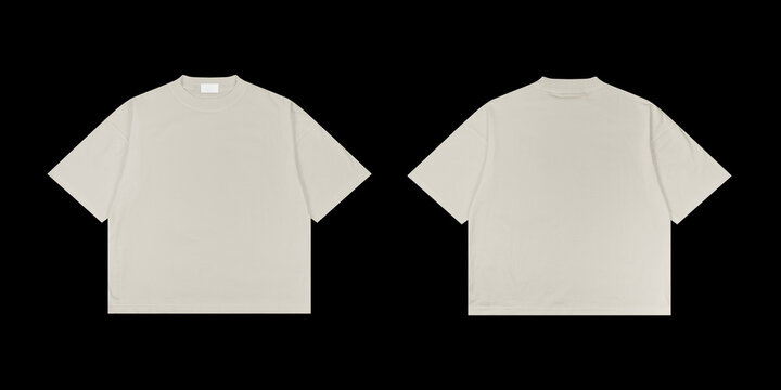 Blank T Shirt color off white template front and back view on white background