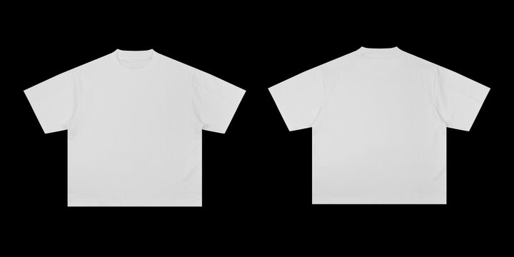 Blank T Shirt color white template front and back view on black background