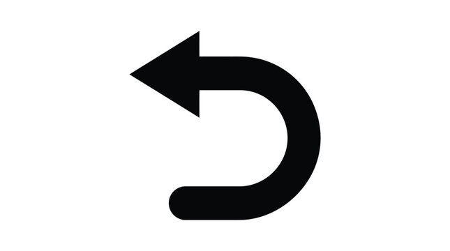 Circular arrow with left pointing head black silhouette