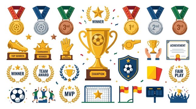 Football Trophy and medel Collection i con
