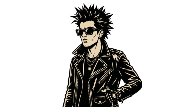 Punk rock man in leather jacket