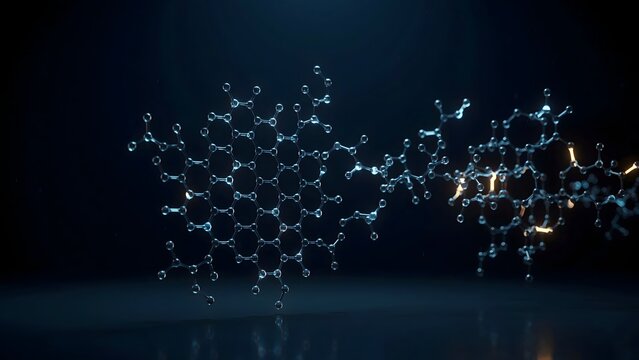 Graphene molecular computing lattice in dark chamber &ndash; Suitable for nanotechnology development, biochemical computer research, or future tech journals.