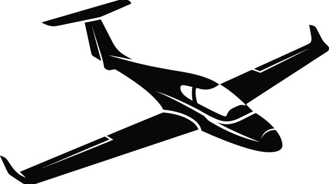 Stylized jet plane glider silhouette icon.