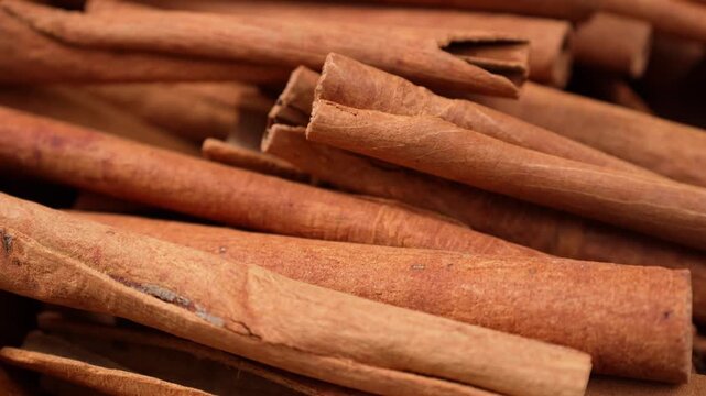 Close-up of dried cinnamon in a cup.