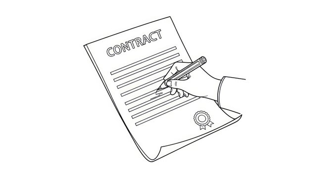 Hand signing a contract document.