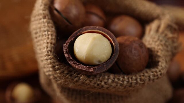  Close up of peeled macadamia nuts texture background.