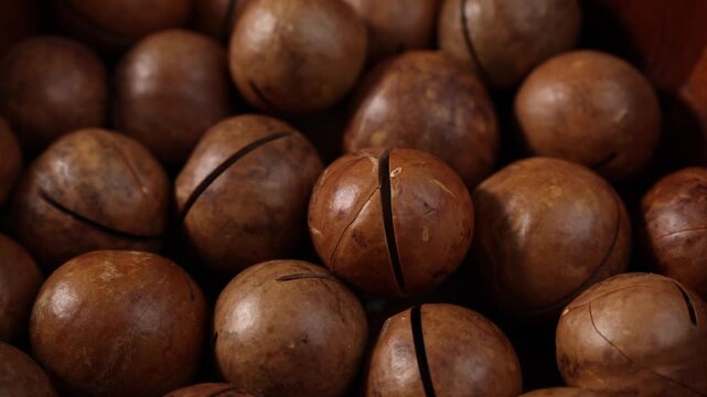  Close up of peeled macadamia nuts texture background.