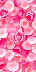 Fototapeta premium Pink Rose Petals Background with Blooming Flowers