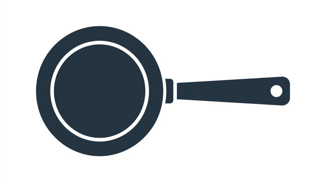  Flat geometric frying pan icon isolated black skillet vector graphic for kitchen cooking app