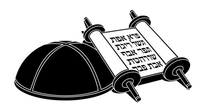 Jewish Torah Scroll and Kippah Icon