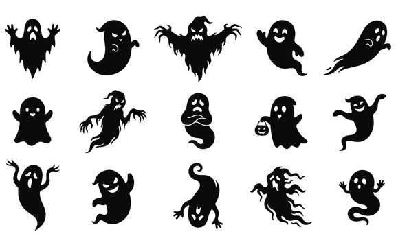 Halloween vector collection 13 spooky ghost silhouettes for decoration