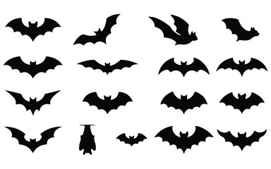 Fototapeta premium Halloween bat vector collection diverse silhouettes for spooky designs and october celebrations