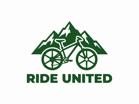 Ride United Bicycle Mountain Logo Design.