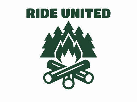 Ride United camping outdoors adventure logo.