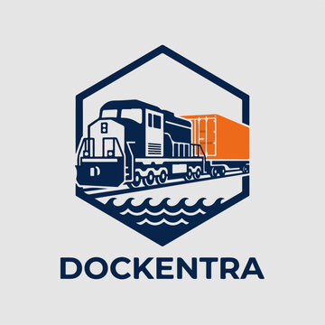 Train with Container on Tracks.