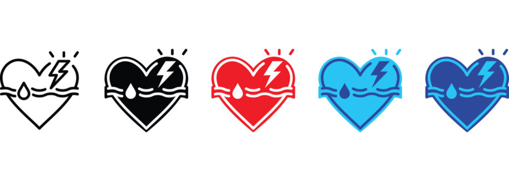 Heart Attack banner web icon line outline color vector illustration