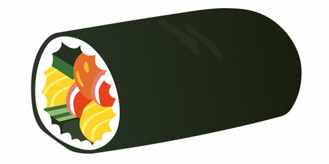 Futomaki Sushi Roll A Colorful Vector Illustration With White Background © Tapan