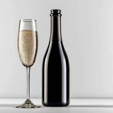 Champagne bottle glass sparkling wine celebration luxury elegant festive drink bubbles party create sophisticated mood