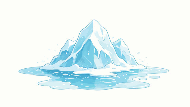 A soft watercolor illustration of a melting iceberg with dripping ice and gentle blue tones