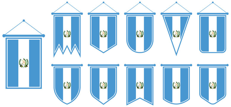 vector set pennant of Guatemala Flag collections. Hanging banner Guatemala flag. Guatemala flag decoration symbol template design illustration