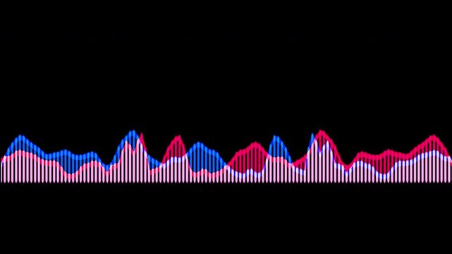 Colorful audio waveform spectrum animation.Spectrum audio animation, Wave form Audio Isolated on background. Audio spectrum wave effect, waveform beats.Green background.