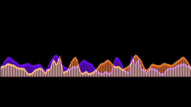 Colorful audio waveform spectrum animation.Spectrum audio animation, Wave form Audio Isolated on background. Audio spectrum wave effect, waveform beats.Green background.