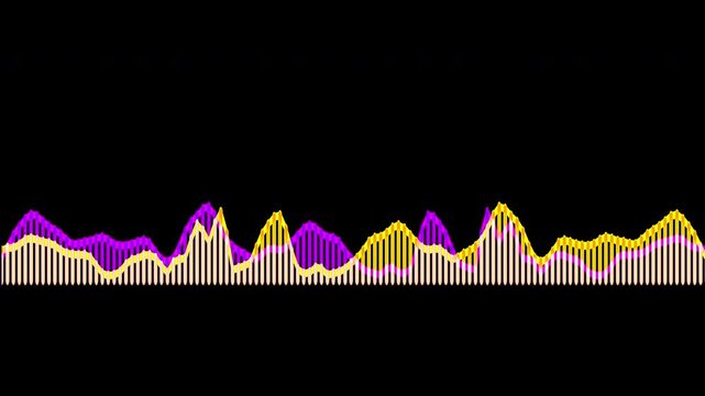 Colorful audio waveform spectrum animation.Spectrum audio animation, Wave form Audio Isolated on background. Audio spectrum wave effect, waveform beats.Green background.