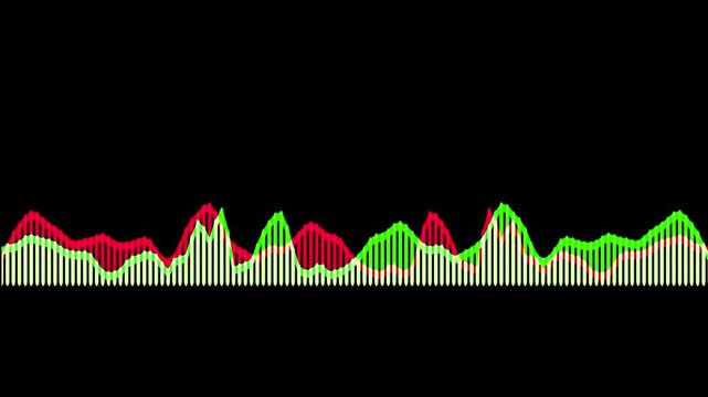 Colorful audio waveform spectrum animation.Spectrum audio animation, Wave form Audio Isolated on background. Audio spectrum wave effect, waveform beats.Green background.