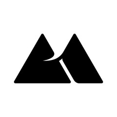 Fototapeta premium Black mountain logo, geometric peaks symbol, abstract triangle icon, modern minimalist design isolated on White Background